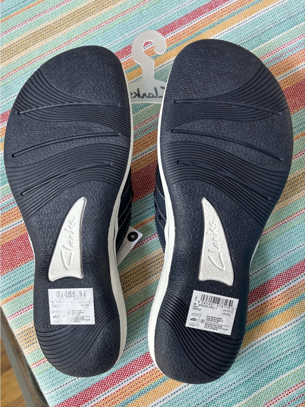 Clarks Navy and Light Blue Women’s ' Cloudsteppers Floral Sandals - NWT - Picture 3 of 3